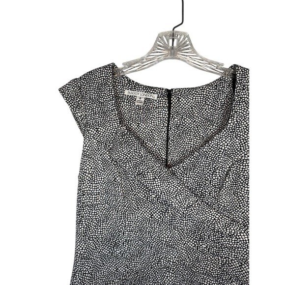 Maggie London Black And White Sheath Midi Dress V-neck Sleeveless- Size 8 - Picture 7 of 9